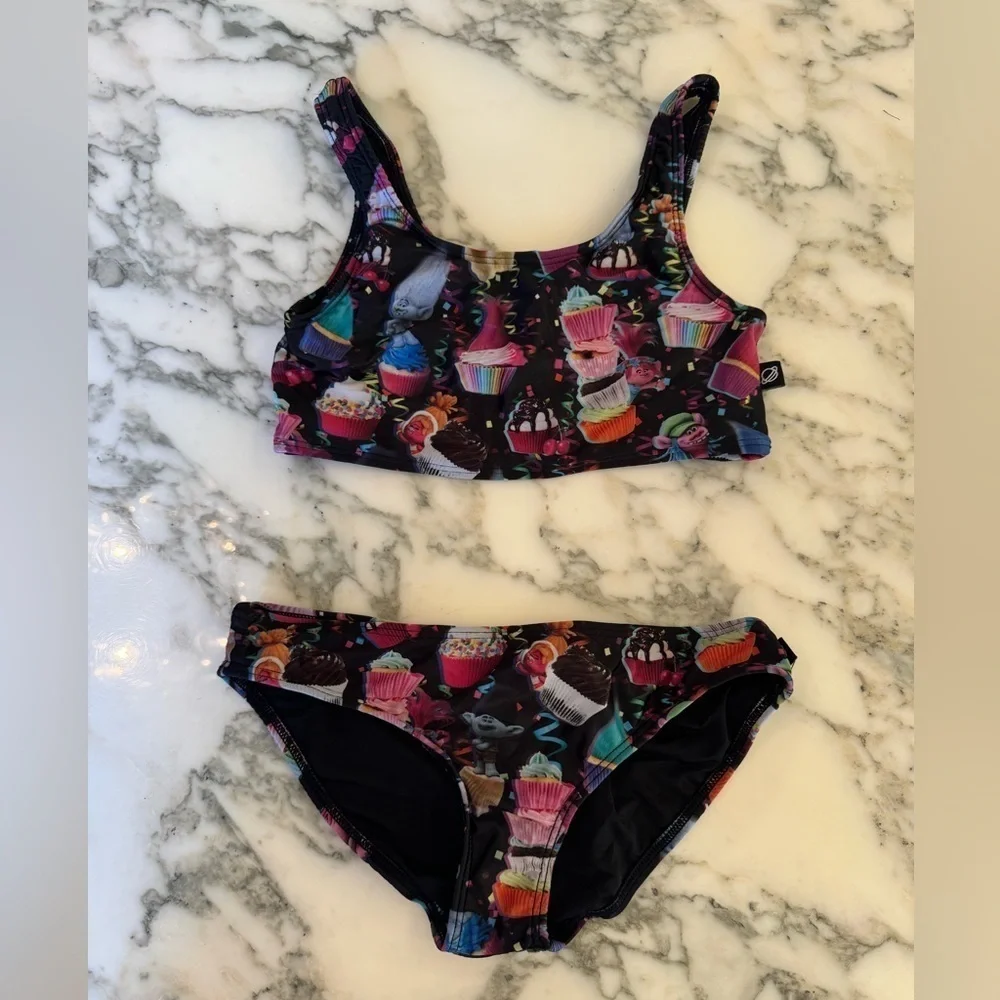 NWOT in Manufacturer Bag TERREZ Trolls Cupcake Sports Bra Bikini Girls 14